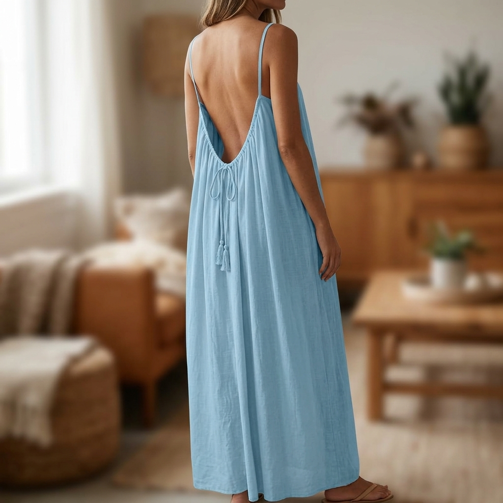 Women's Backless Cami Maxi Dress - Open Back Summer Style