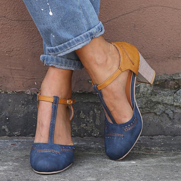 Women's Block-Heel Mary Janes in blue, Timeless Two-Tone