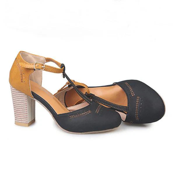 Women's Block-Heel Mary Janes - Timeless Two-Tone