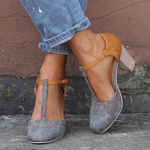 Women's Block-Heel Mary Janes in grey, Timeless Two-Tone
