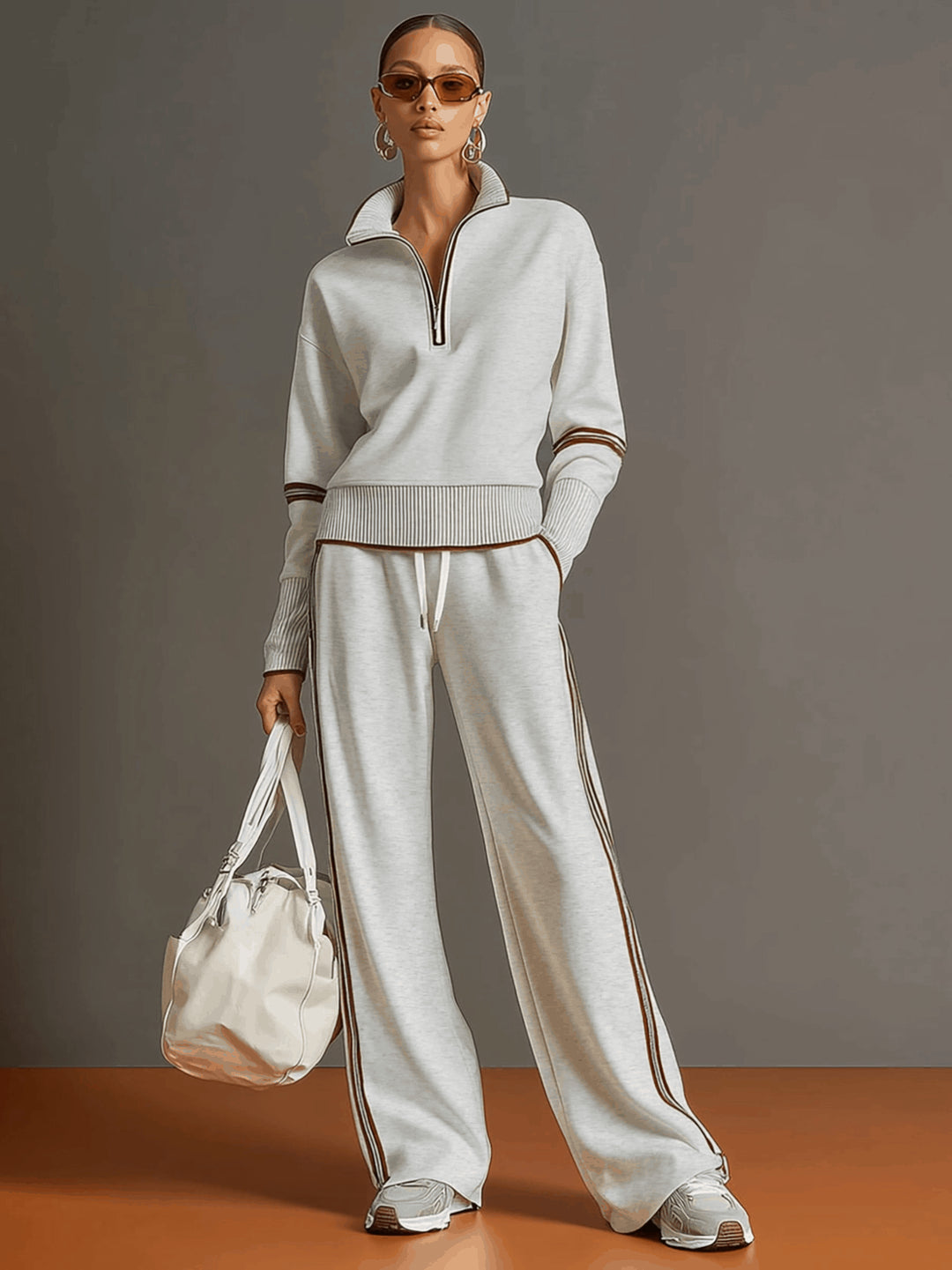 Women's Blouse and Wide-Leg Pants Set - Relaxed Fit