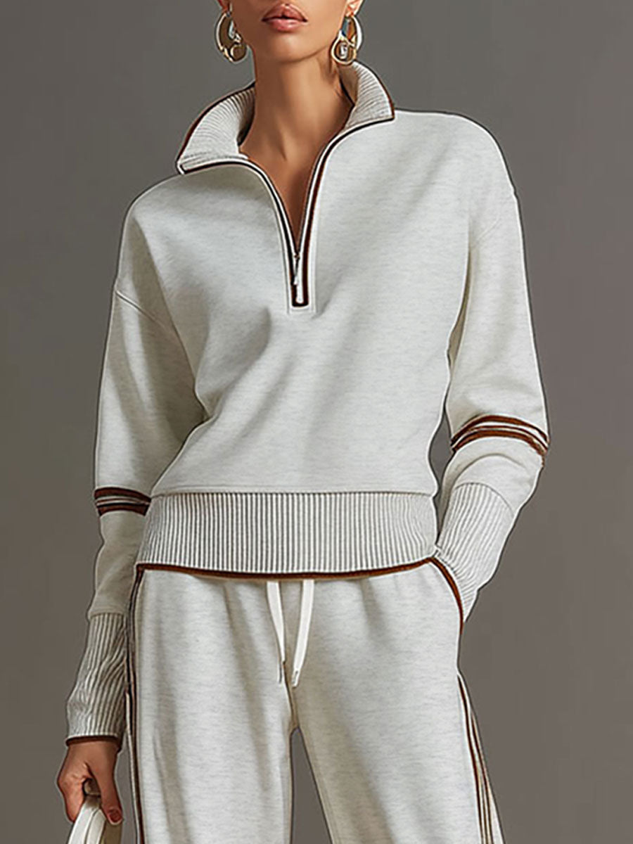 Women's Blouse and Wide-Leg Pants Set - Relaxed Fit