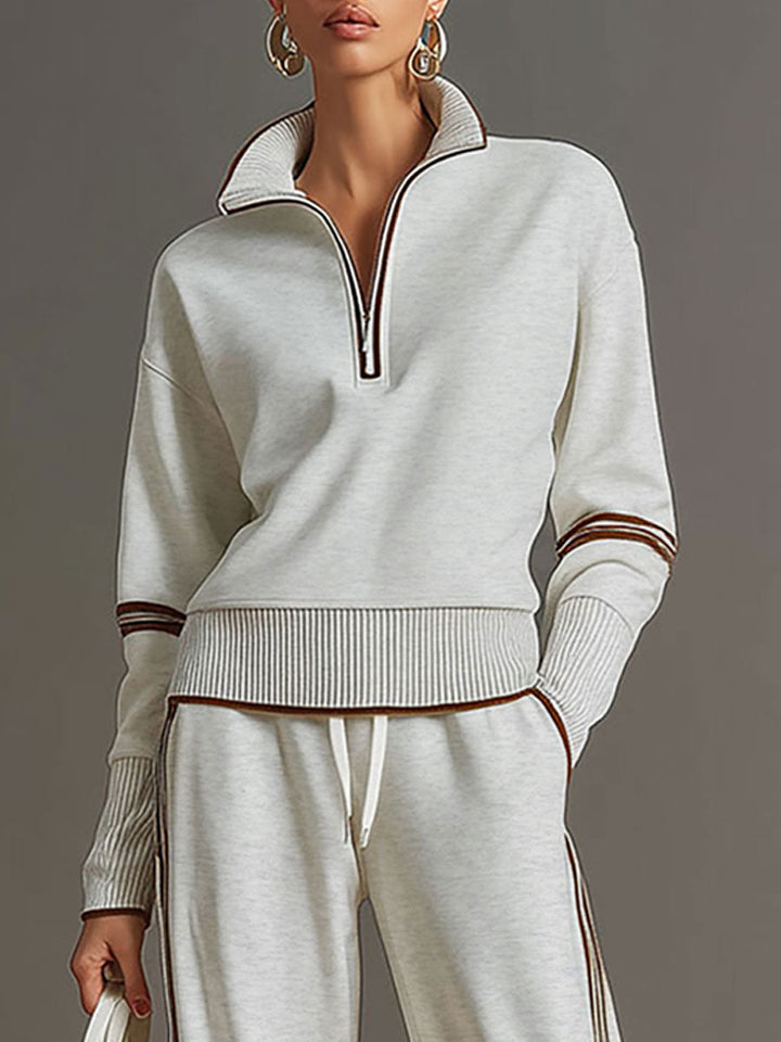 Women's Blouse and Wide-Leg Pants Set - Relaxed Fit