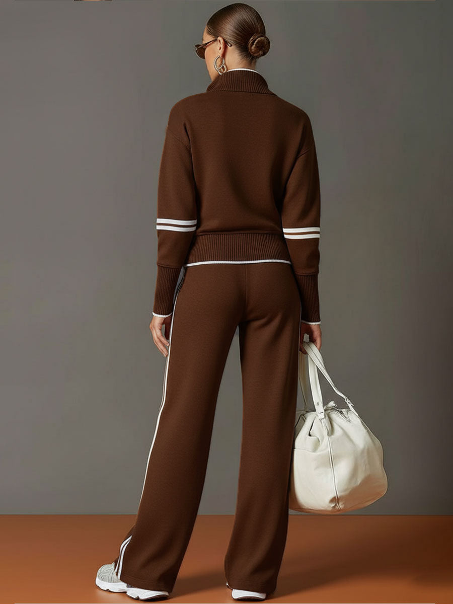Women's Blouse and Wide-Leg Pants Set - Relaxed Fit