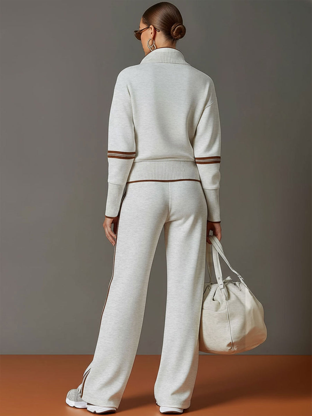 Women's Blouse and Wide-Leg Pants Set - Relaxed Fit