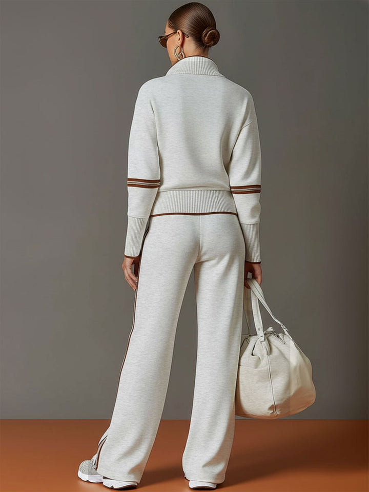 Women's Blouse and Wide-Leg Pants Set - Relaxed Fit