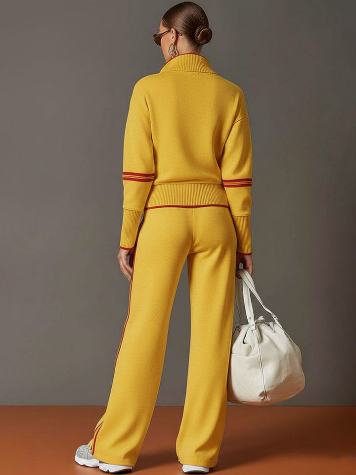 Women's Blouse and Wide-Leg Pants Set - Relaxed Fit