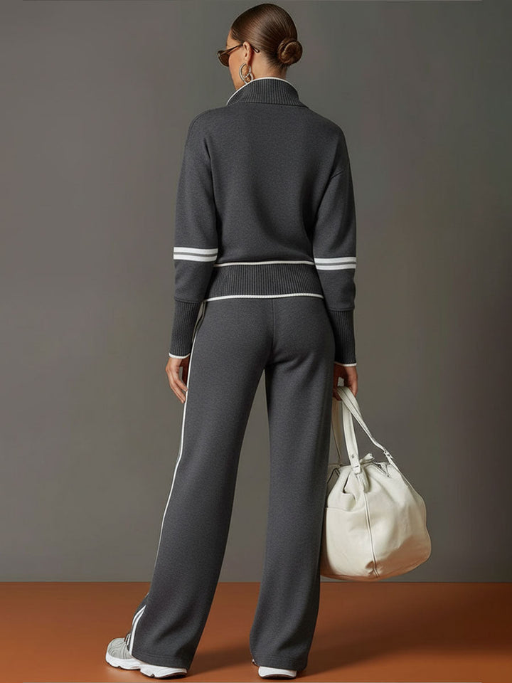 Women's Blouse and Wide-Leg Pants Set - Relaxed Fit