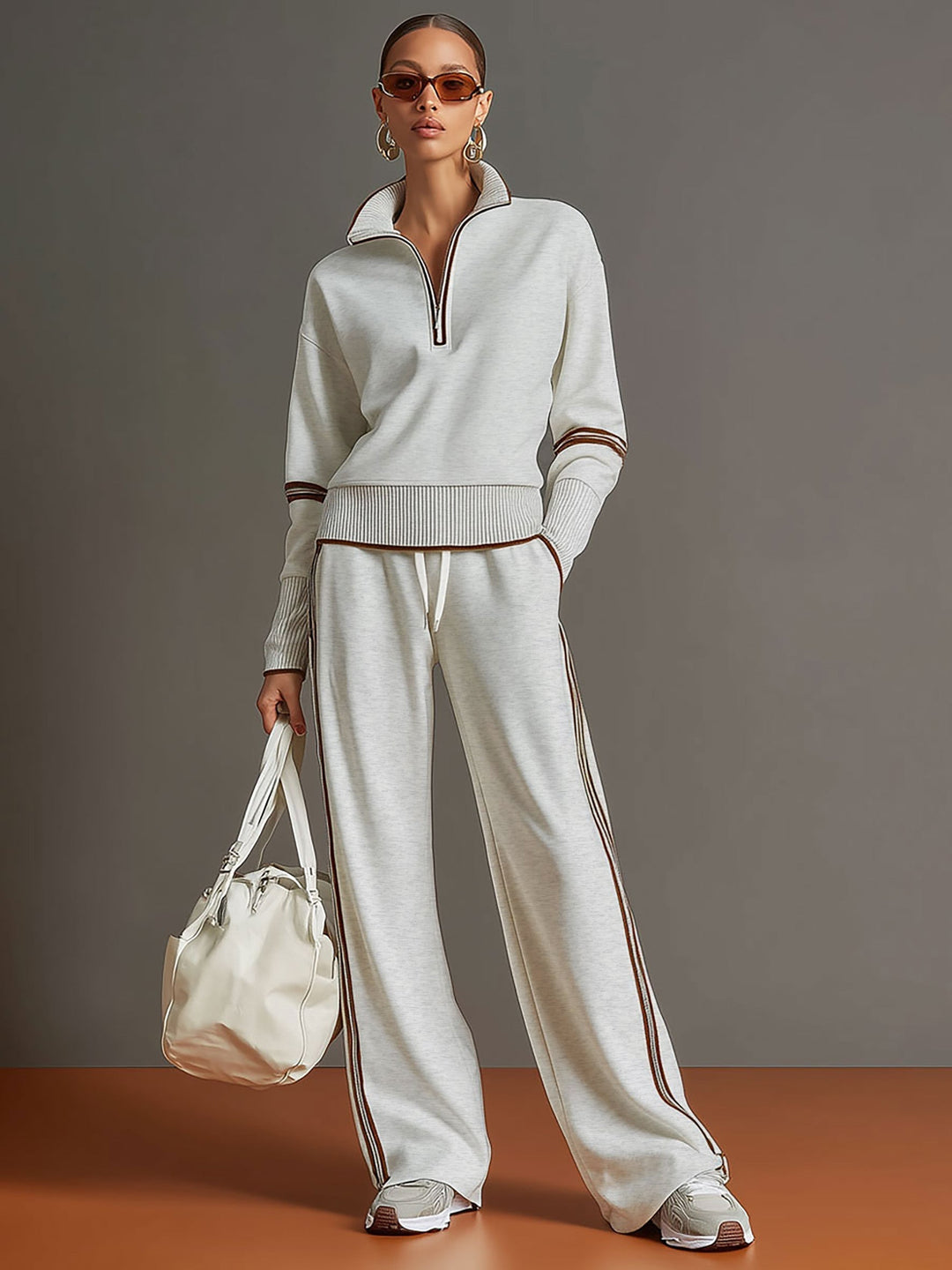 Women's Blouse and Wide-Leg Pants Set - Relaxed Fit
