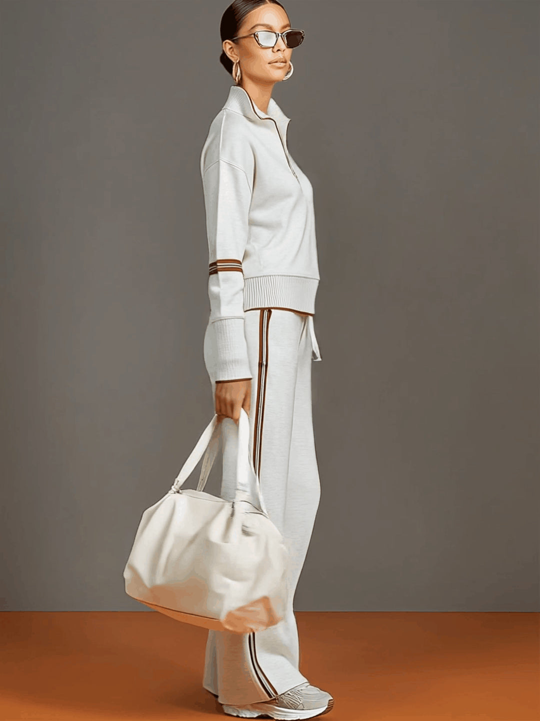Women's Blouse and Wide-Leg Pants Set - Relaxed Fit