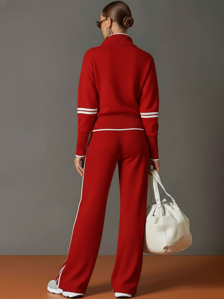 Women's Blouse and Wide-Leg Pants Set - Relaxed Fit