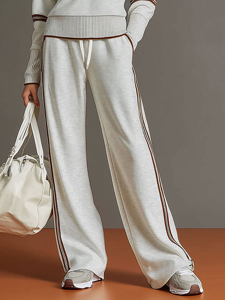 Women's Blouse and Wide-Leg Pants Set - Relaxed Fit