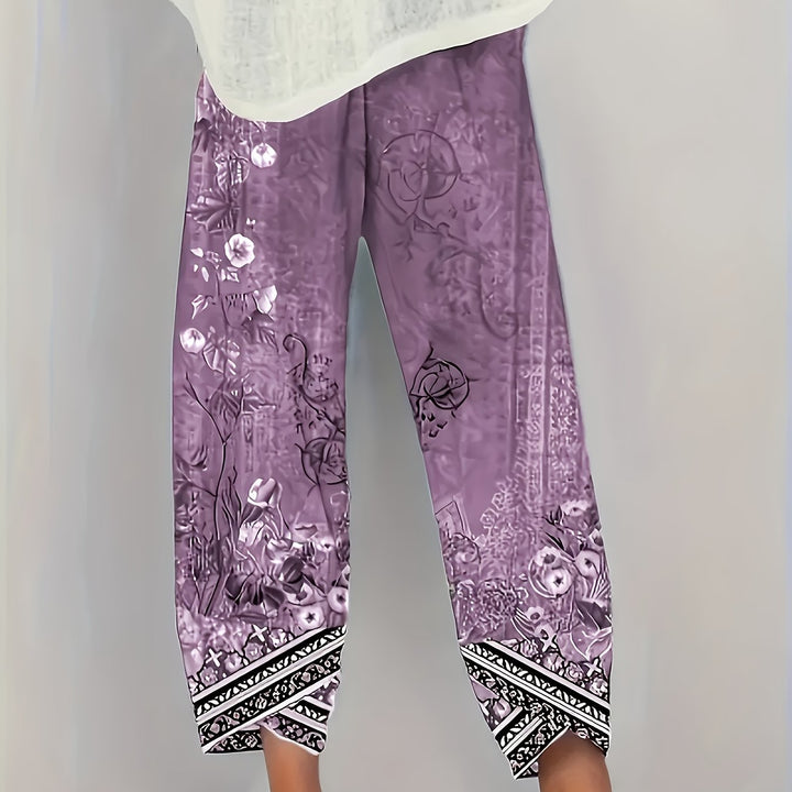 Women's Botanical Cropped Pants in purple, Relaxed Fit