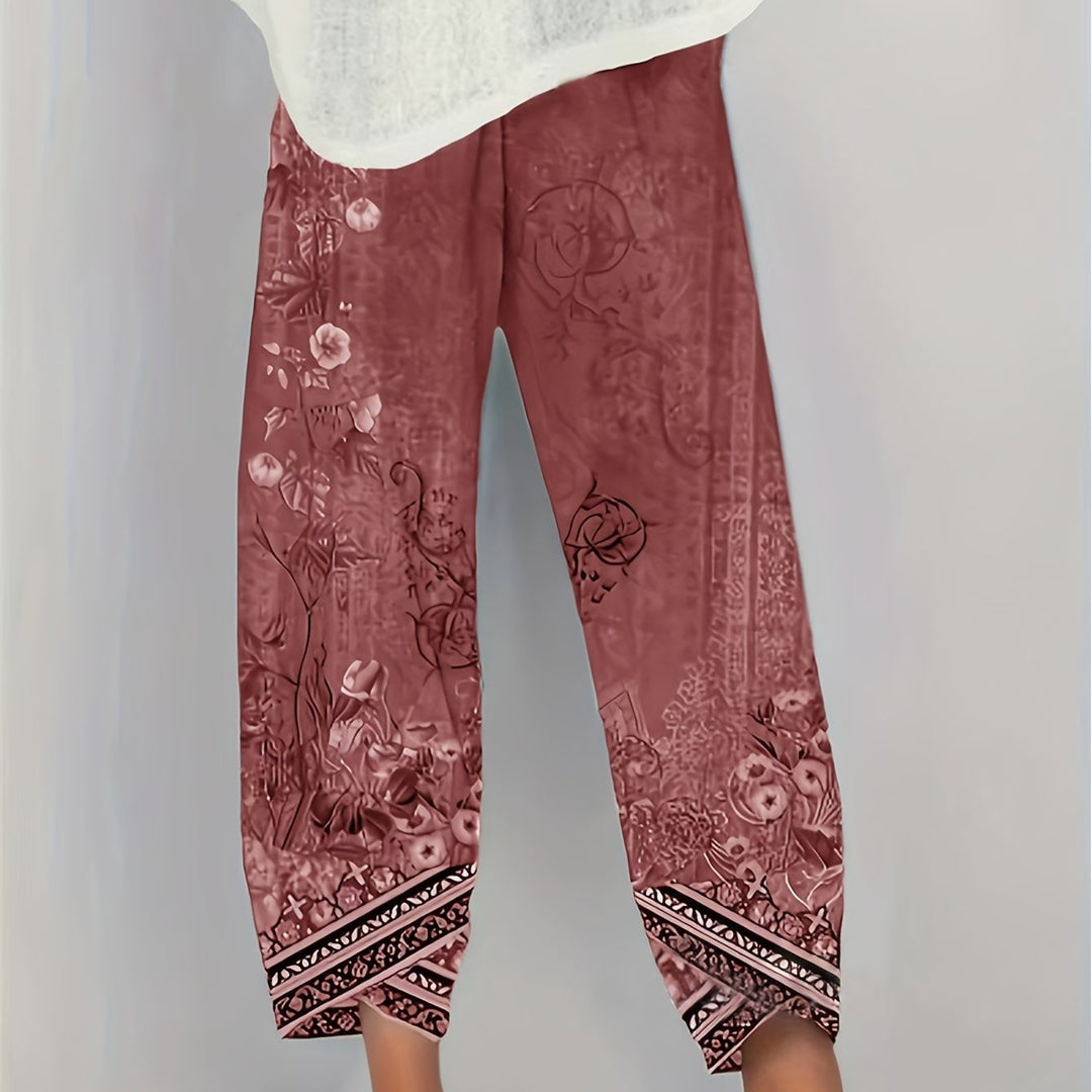 Women's Botanical Cropped Pants in red, Relaxed Fit