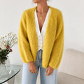 Women's Brushed Mohair Cardigan - Open Front Relaxed Fit