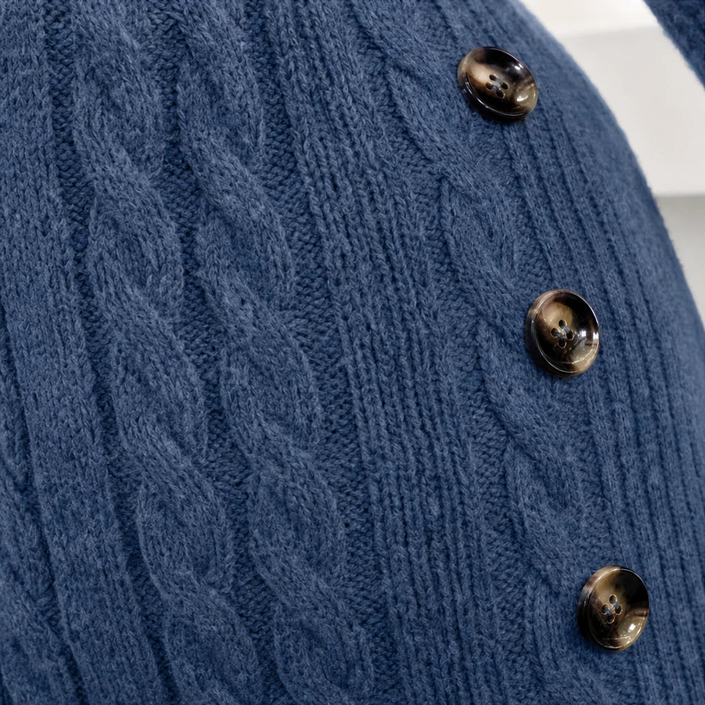 Women's Cable Knit Mini Dress - Crossover Neck