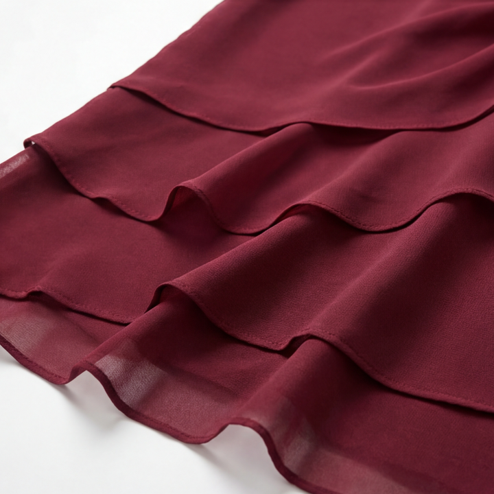 Women's Cascading Ruffle Midi Dress - Elegant Evening Wear