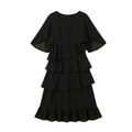Women's Cascading Ruffle Midi Dress - Layered Chiffon