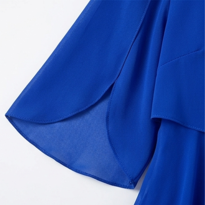 Women's Cascading Ruffle Midi Dress - Layered Chiffon
