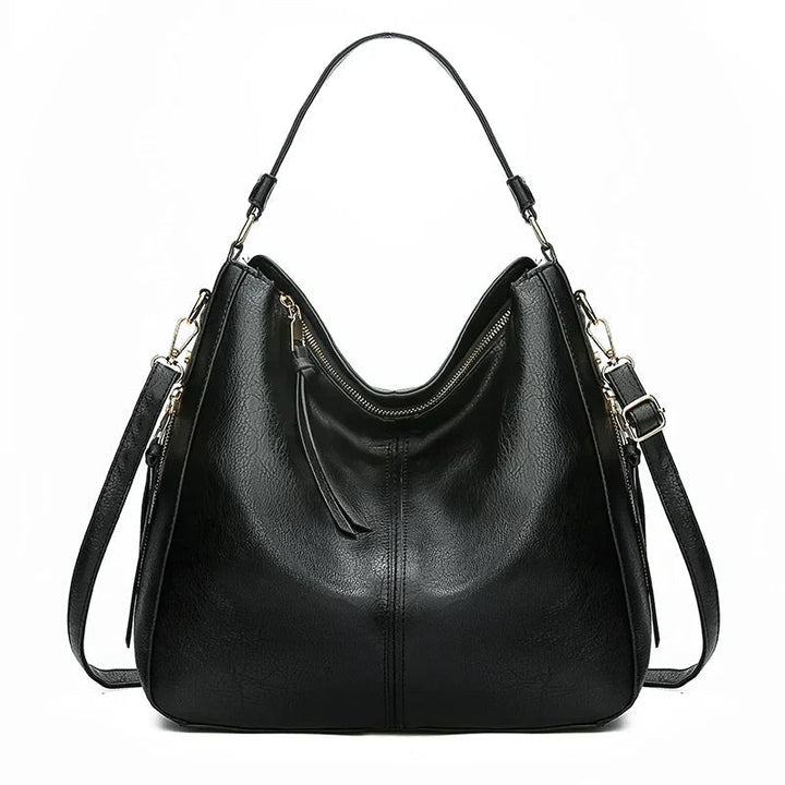 Women's Casual Retro Shoulder Bag in black, Soft Structured Design