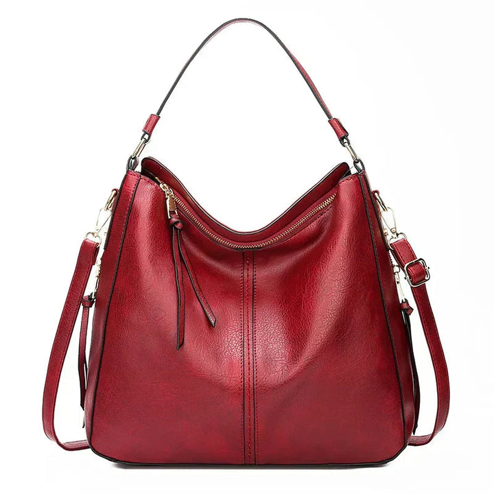 Women's Casual Retro Shoulder Bag in red, Soft Structured Design