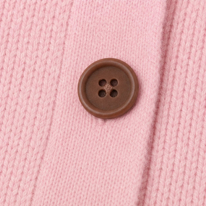 Women's Contrast-Button Turn-Back Collar Knit Cardigan