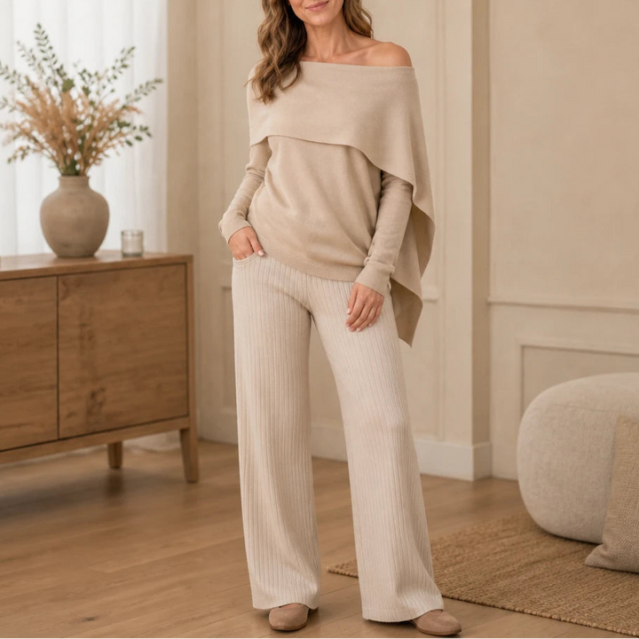Women's Convertible Knit Cropped Sweater in beige, Four-Way Styling
