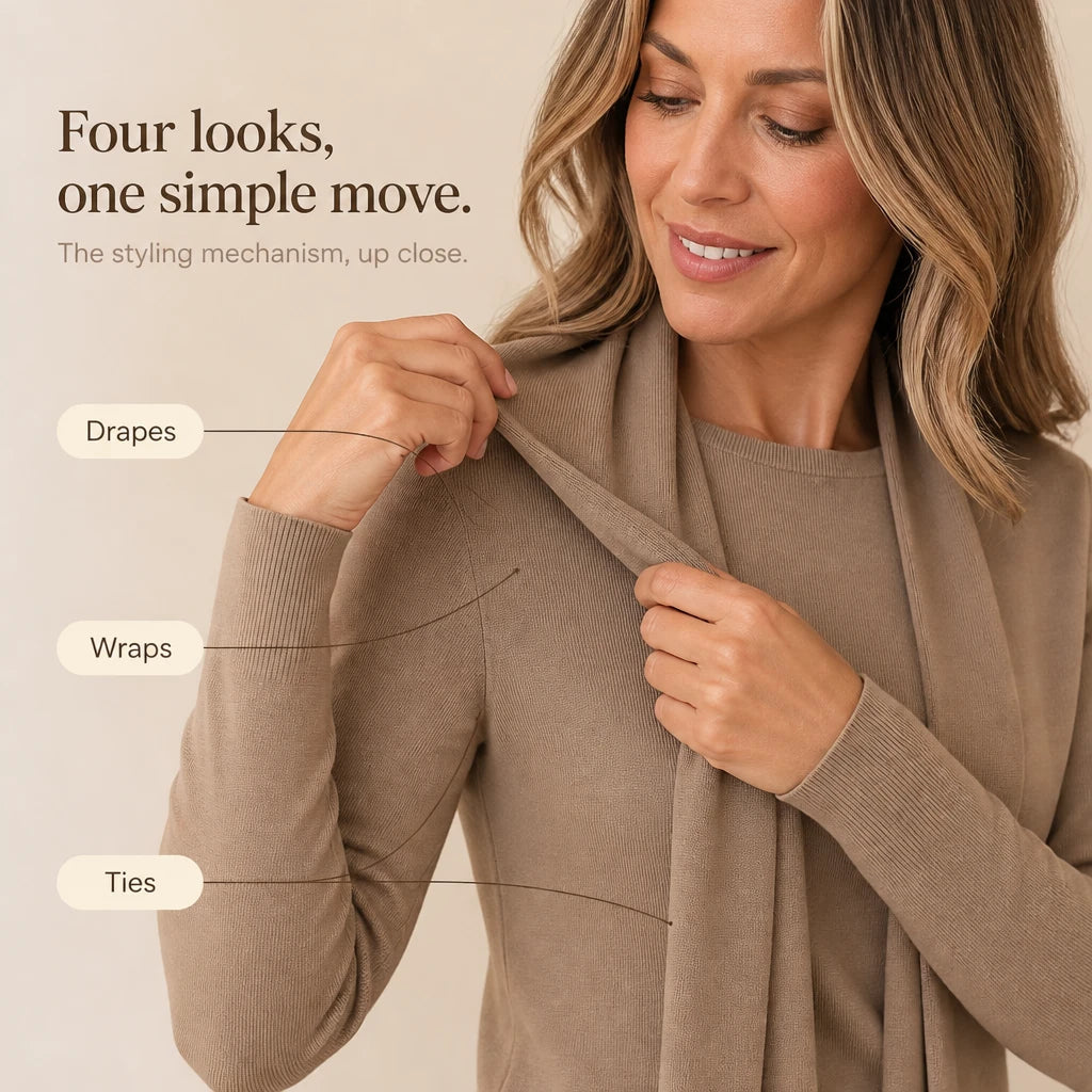 Women's Convertible Knit Cropped Sweater - Four-Way Styling