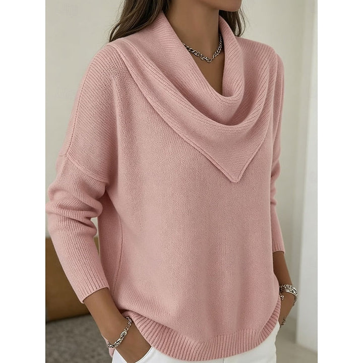 Women's Cowl-Neck Sweater - Elegant Draped Knit