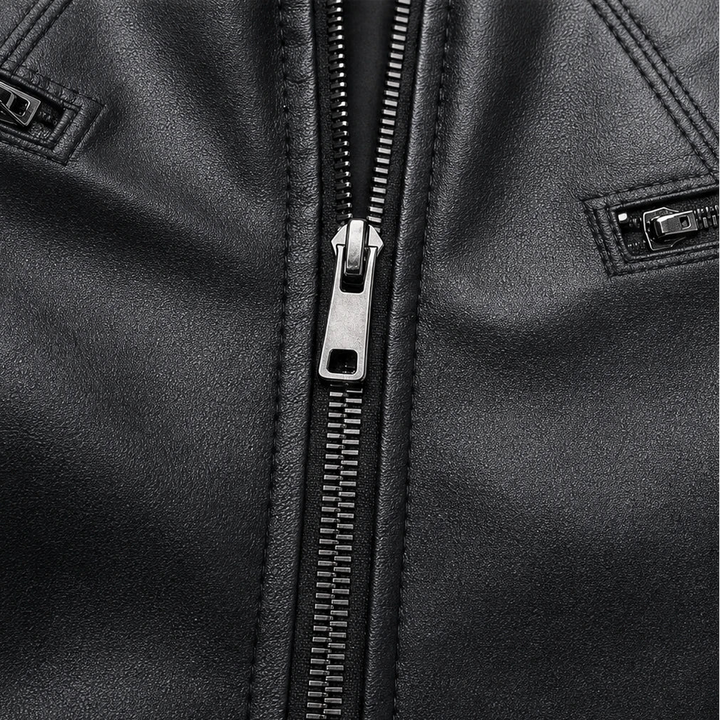 Women's Cropped Faux-Leather Biker Jacket - Contoured Fit