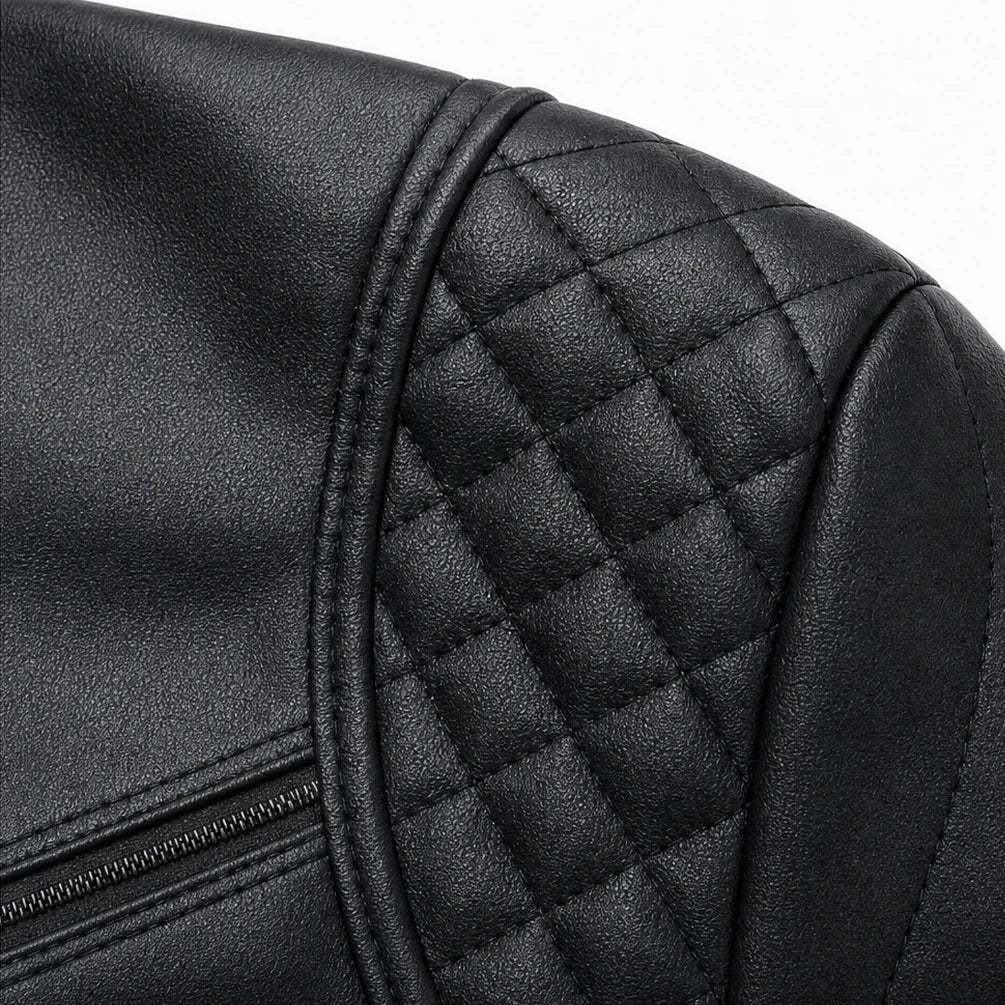 Women's Cropped Faux-Leather Biker Jacket - Contoured Fit