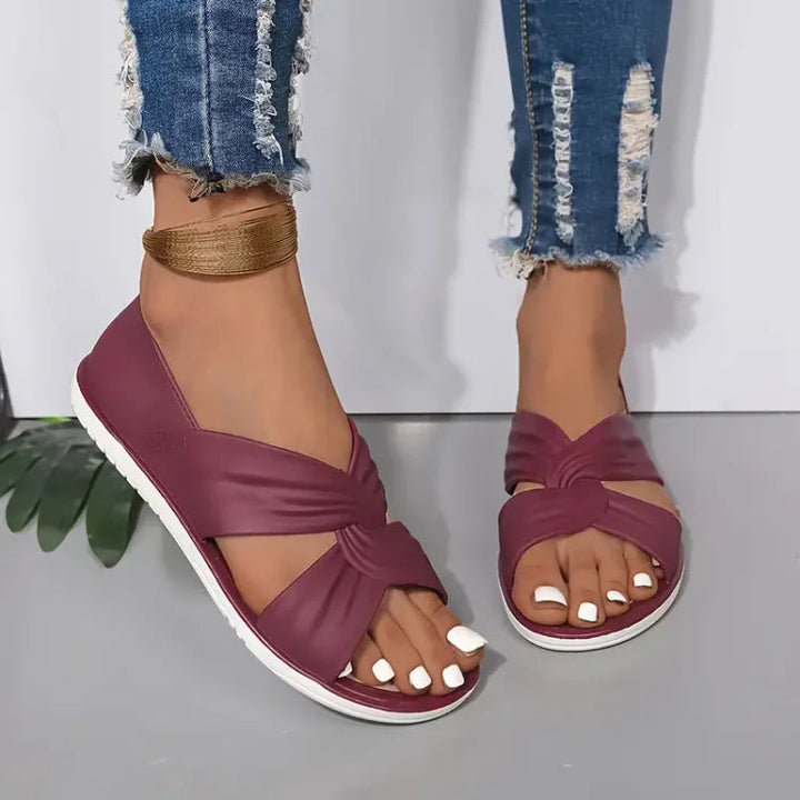 Women's Cushioned Cross-Strap Sandals in purple, Elena