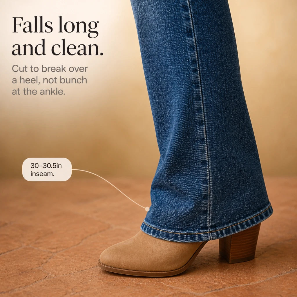 Women's Double-Button High-Waisted Bootcut Jeans - Blue