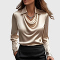Women's Draped Blouse - Elegant Neckline