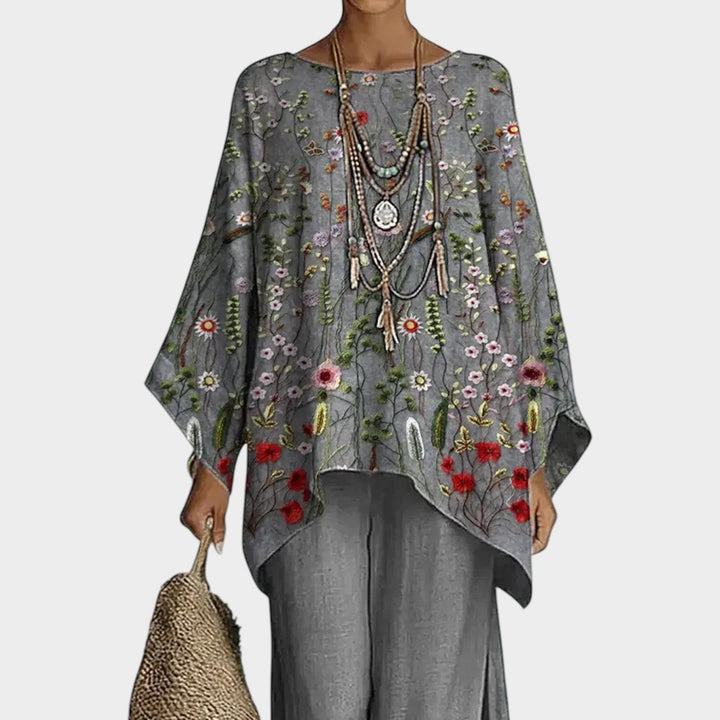 Women's Embroidered Boho Two-Piece Set - Floral