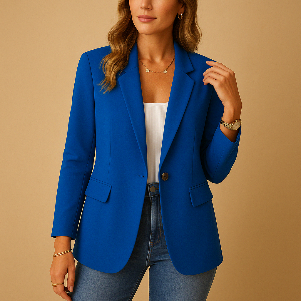 Women's Fitted Tailored Blazer in blue, Structured Elegance