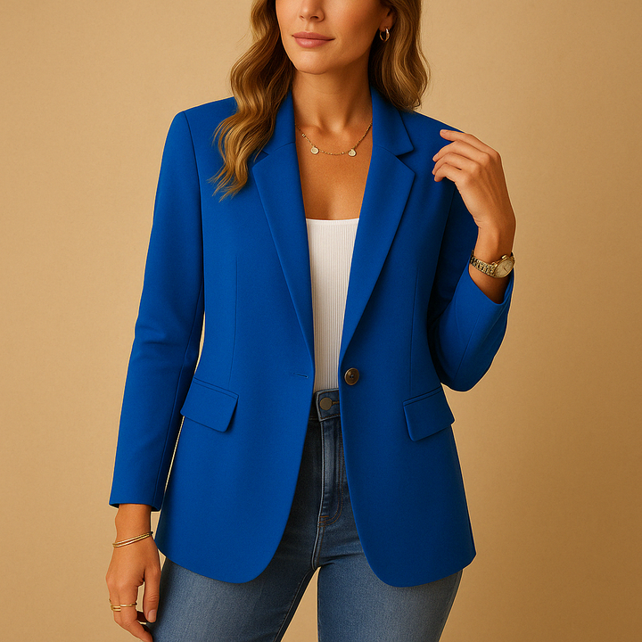Women's Fitted Tailored Blazer in blue, Structured Elegance