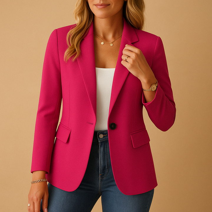 Women's Fitted Tailored Blazer in pink, Structured Elegance