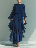 Women's Flared Sleeve Chiffon Set - Elegant Evening