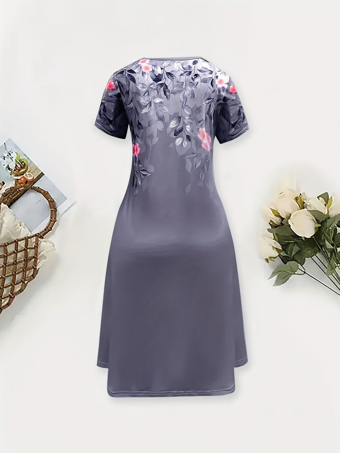 Women's Floral A-Line Dress - Graceful Everyday Style