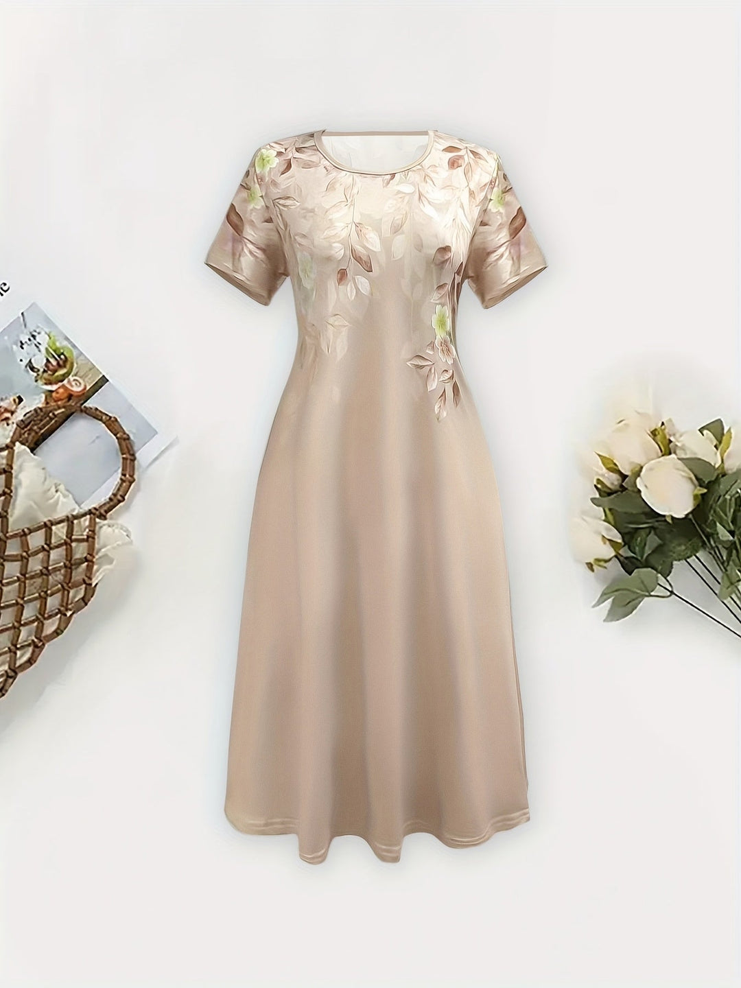Women's Floral A-Line Dress - Graceful Everyday Style