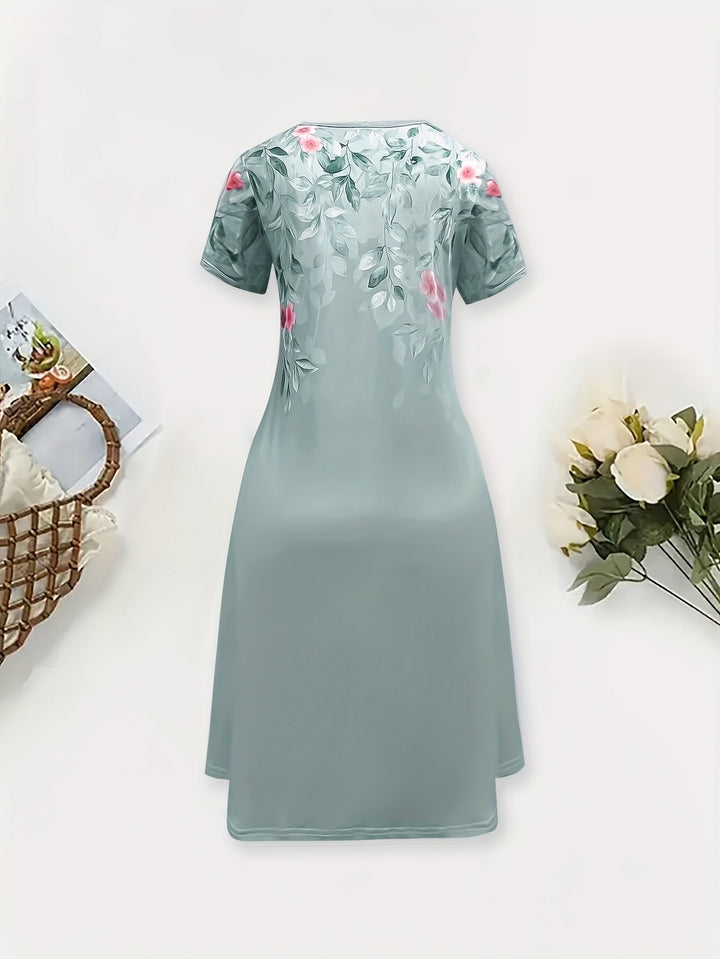 Women's Floral A-Line Dress - Graceful Everyday Style