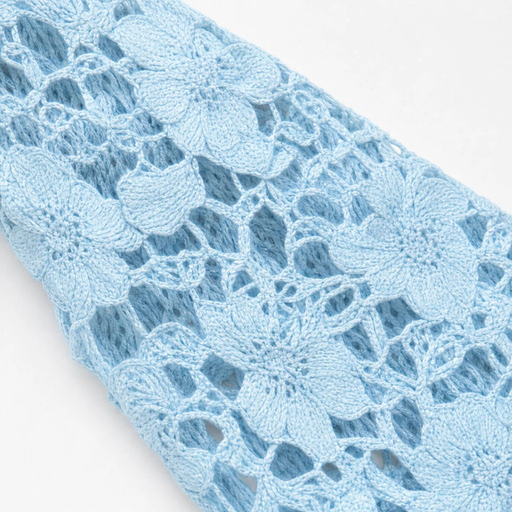Women's Floral Lace Lantern Sleeve Open-Knit Sweater - Relaxed Fit