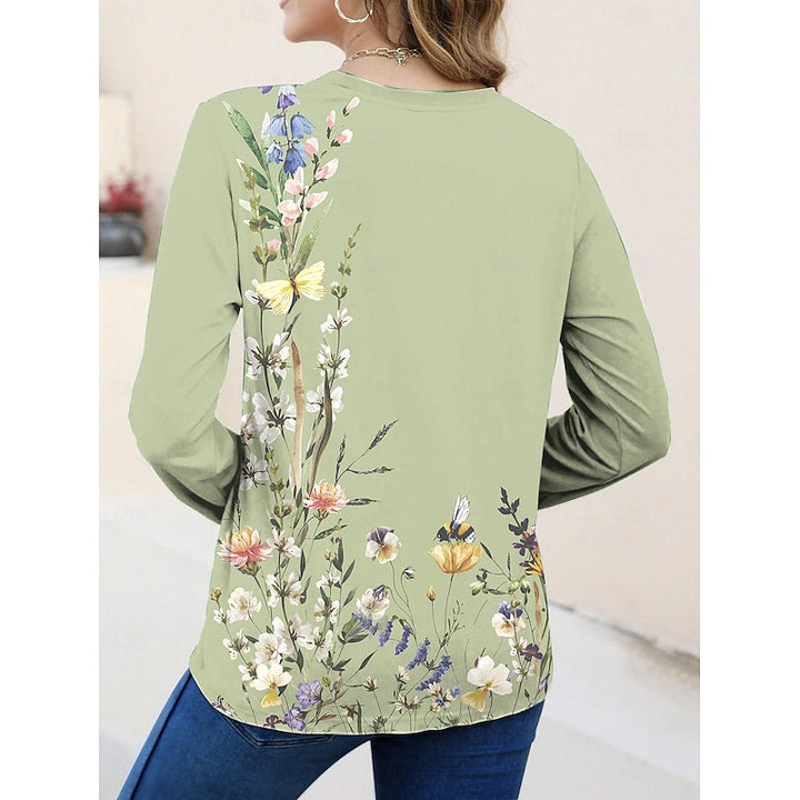 Women's Floral Long-Sleeve Top - Relaxed Fit