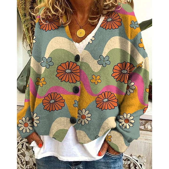 Women's Floral Open-Front Cardigan in blue, Lightweight Layer