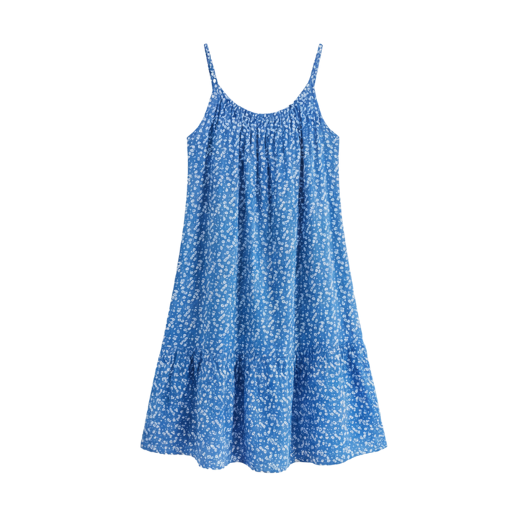 Women's Floral Slip Dress - Lightweight Summer A-Line - Blue