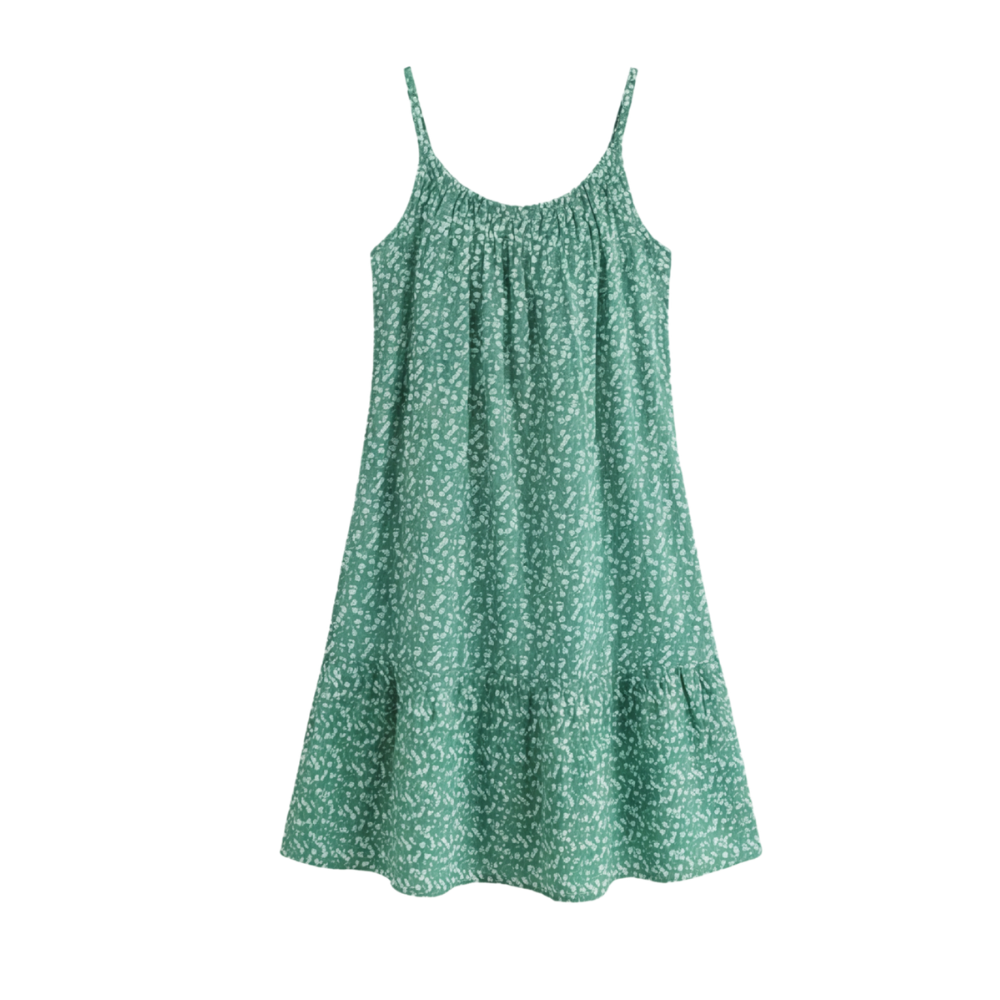 Women's Floral Slip Dress - Lightweight Summer A-Line - Green