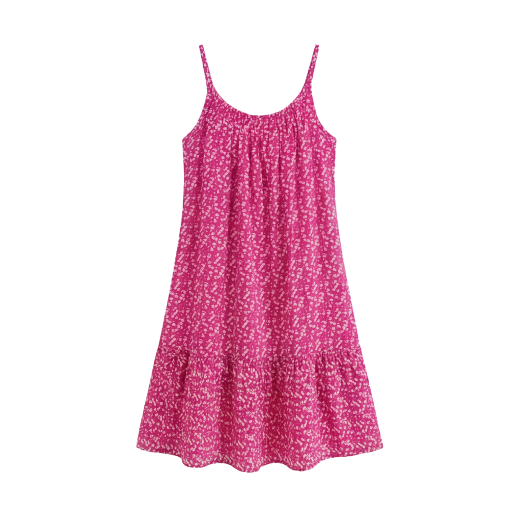 Women's Floral Slip Dress - Lightweight Summer A-Line - Pink