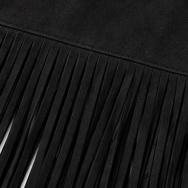 Women's Fringe Midi Skirt - Cascading Western Boho