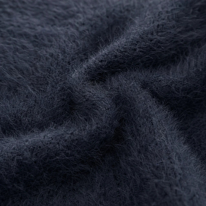 Women's Fuzzy Half-Zip Sweater with Contrast Trim